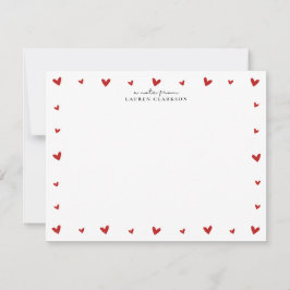 Convite Red Hearts Border Valentines Note Card