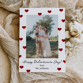 Convite Red Hearts Valentine's Day Photo Holiday Card