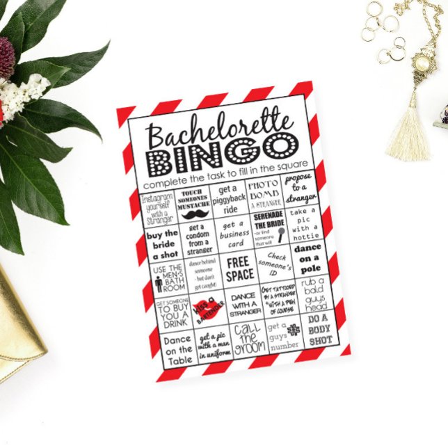 Convite Red Hot Bachelorette Bingo, Jogo da Festa, Desafio (Criador carregado)