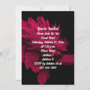 Convite Red Hot Peony No Black Floral Party