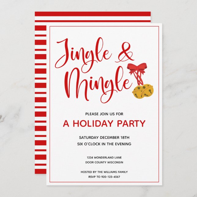 Convite Red Jingle e Mingle Holiday Party (Frente/Verso)
