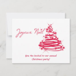 Convite Red Joyeux Noël com árvore de Natal