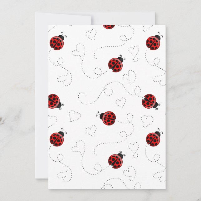 Convite Red Ladybug Beetle Insett Lover Black Hearts (Frente)