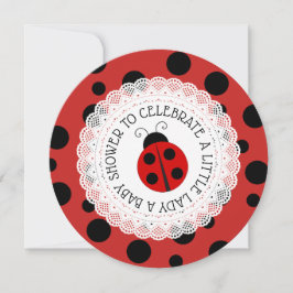 Convite Red Ladybug Girl Baby Shower Invants