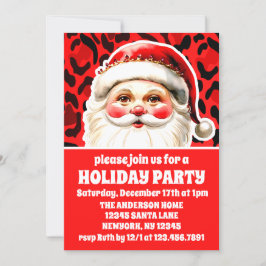 Convite Red Lepard Imprima Retros Festa de Natal