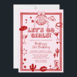 Convite Red Let's Go Girls Birthday Party Invitation<br><div class="desc">Cowgirl Boot Western Invitation.
Rustic 30th Western Cowgirl Birthday.
Saddle up,  put boots on,  rustic chic birthday,  Rustic cowgirl birthday.
Western Rustic 30th,  40th Cowgirl Birthday.
21st,  30th,  40th,  50th Birthday.
Country birthday.</div>