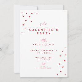 Convite Red Love Heart Valentine's Galentines Party Invite