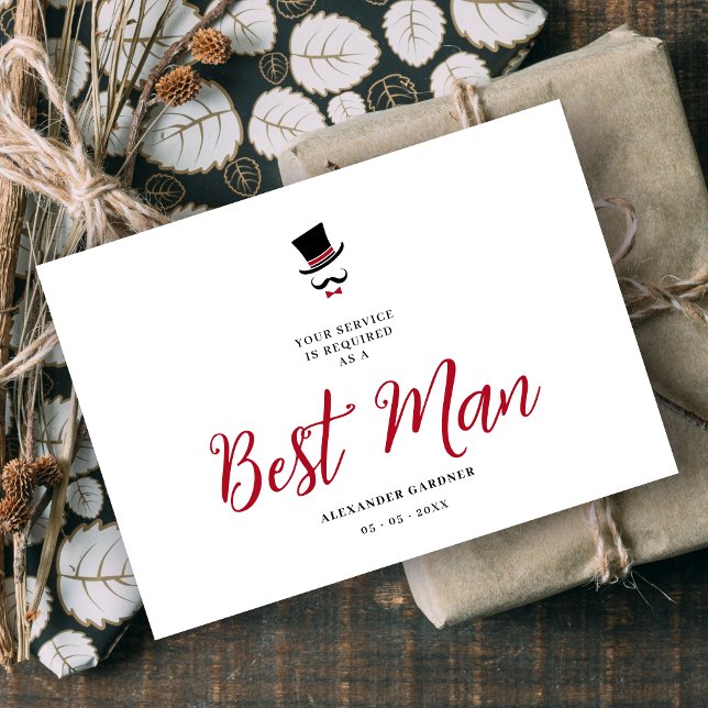 Convite Red Minimalist Exquisite Gorgeous Script Groosman  (Minimalist Exquisite Gorgeous Script Groosman Wedding Proposal Card in Black and Red. )