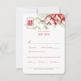 Convite Red & Moss Cinza Bamboo deixa RSVP de Casamento Ch
