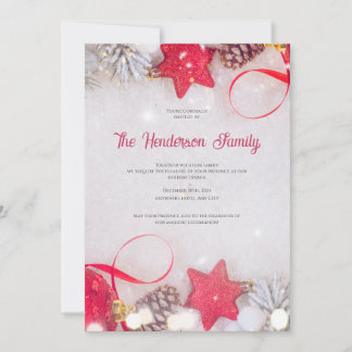 Convite Red Ornament Invitation, Christmas Greetings