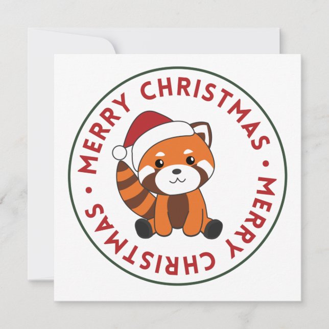 Convite Red Panda Christmas Snow Winter Animals Pandas Inv (Frente)