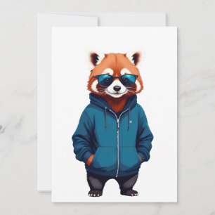 Convite Red Panda Vestindo Hoodie Engraçado Música Animal