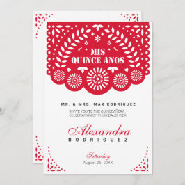 Convite Red Papel Picado Mis Quince Años