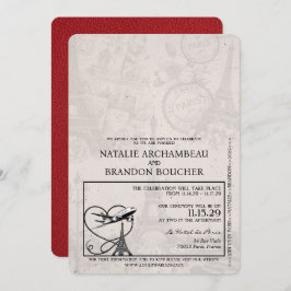 Convite Red Paris Passport Wedding