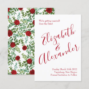 Convite Red Peony e Rosa Floral Weding