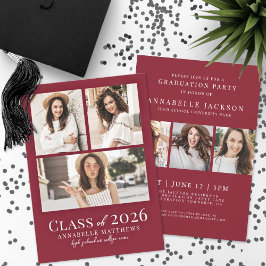 Convite Red Photo Graduation Party Invitation