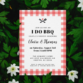 Convite Red Picnic Plaid Cloth I Do BBQ Invitation
