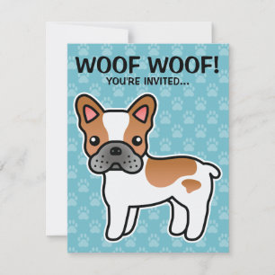 Convite Red Piebald Cartoon French Bulldog