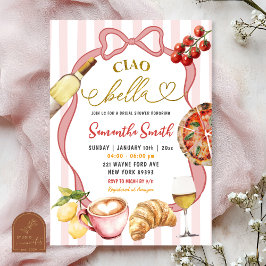 Convite Red Pink Coquette Stripes Italy Ciao Bella Bridal