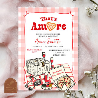 Convite Red Pink Italian Picnic That's Amore Bridal Shower