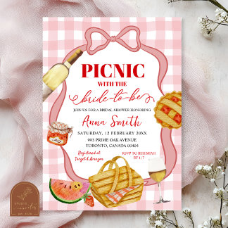 Convite Red Pink Italian Picnic That's Amore Bridal Shower