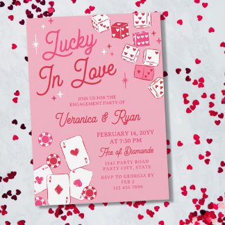 Convite Red Pink Lucky In Love Dice Cards Engagement Party