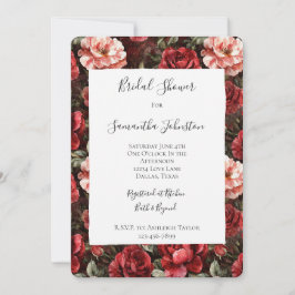 Convite Red Pink Rose Flowers Bridal Shower