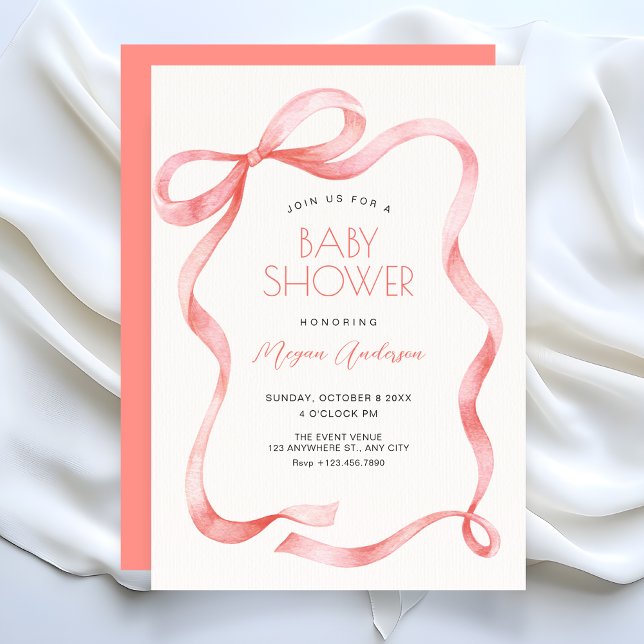 Convite Red pink soft ribbon bow (Criador carregado)