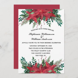 Convite Red Poinsettia Floral Casamento De Natal Inv