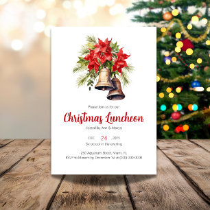 Convite Red Poinsettia Floral Christmas Luncheon