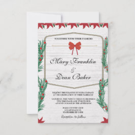 Convite Red Poinsettia Floral Natal Casamento de Aquarela