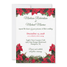 Convite Red Poinsettias & Greenery Weding