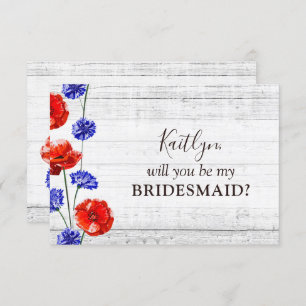Convite Red Poppy Cornflower Partido Russo Bridal Proposta