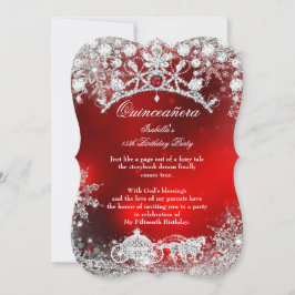 Convite Red prata Quinceanera 15 Winter Wonderland