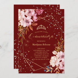 Convite Red Quinceañera Moderno Escuro