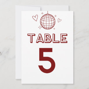 Convite Red Retro Disco Groovy Grandes Números de Tabela