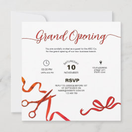 Convite Red ribbon cuttiing Grand opening Invitation