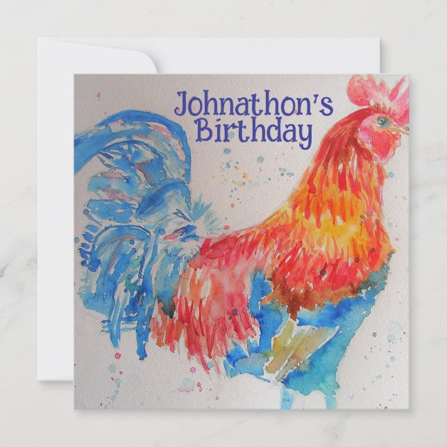 Convite Red Rooster Boys Birthday Party Invitation (Frente)