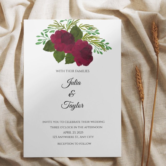 Convite Red Rose Elegant Floral Invite (Criador carregado)
