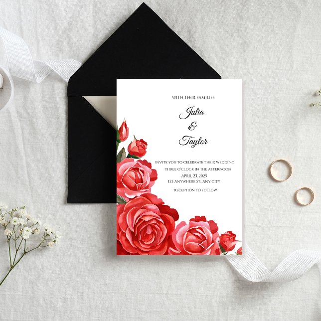 Convite Red Rose Elegant Floral Invite (Criador carregado)