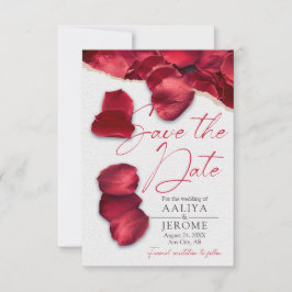 Convite Red Rose Petals Save the Wedding Date Invitation
