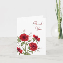 Convite Red Rose Romantic Wedding Thank You Cards