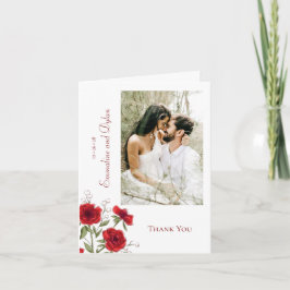 Convite Red Rose Romantic Wedding Thank You Cards Photo