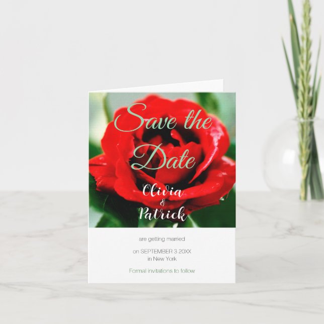 Convite Red Rose Wedding Save the Date  (Frente)