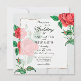 Convite Red Roses floral Wedding Invitation