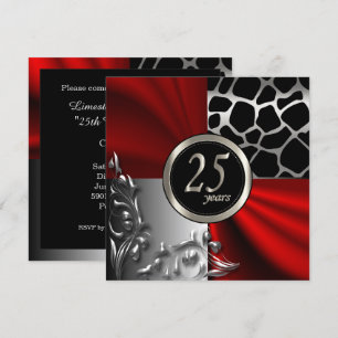 Convite Red Satin e Silver 25 anos