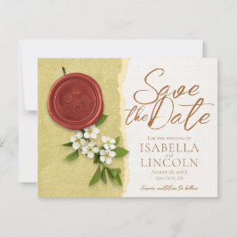 Convite Red Seal Save the Wedding Date Invitation