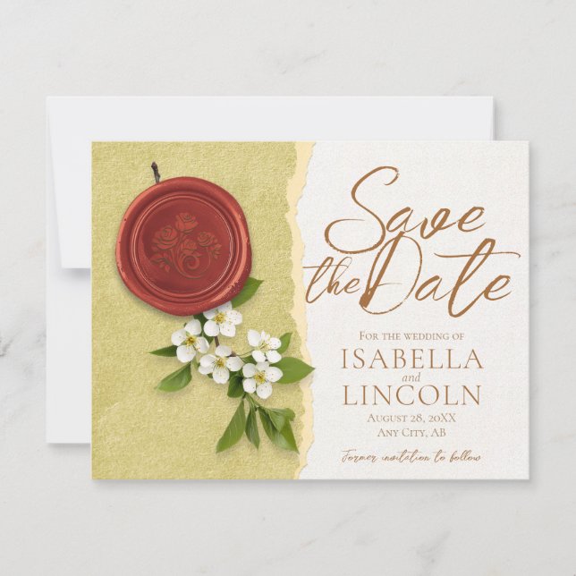Convite Red Seal Save the Wedding Date Invitation (Frente)