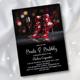 Convite Red Sequin Boots and Bubbly Bridal Shower
