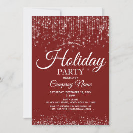Convite Red Silver String Luzes Corporativas Feriado